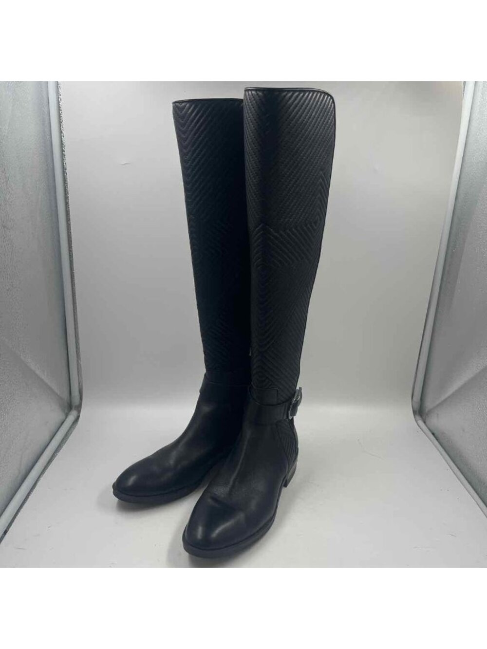 Vince Camuto Leather Tall Knee Women's Shoe Size 8 Black Textured Boots